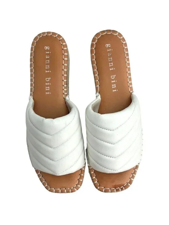 Gianni Bini Evert White Quilted Leather Upper Platform Espadrille Sandals 9M - Picture 4 of 7
